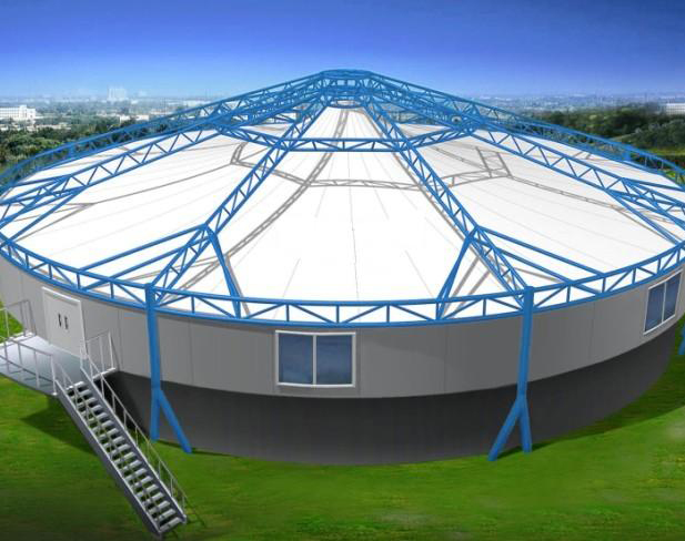 污水处置厂的棚盖张拉索膜布局先容