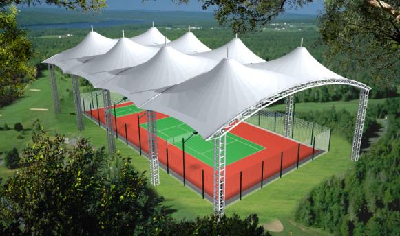 网球场膜布局遮阳棚